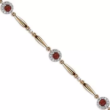 Браслет с гранатами и фианитами Линии Любви
