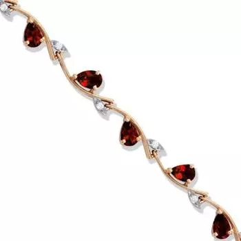 Браслет с гранатами и фианитами Линии Любви