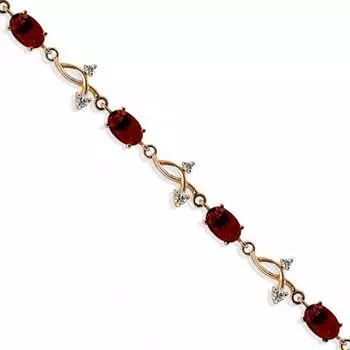 Браслет с гранатами и фианитами Линии Любви