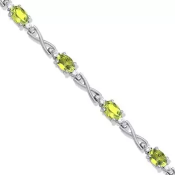 Браслет с хризолитами и фианитами Линии Любви