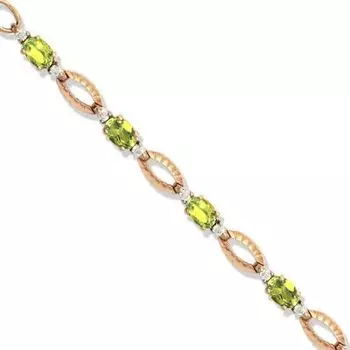 Браслет с хризолитами и фианитами Линии Любви