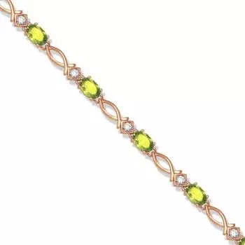 Браслет с хризолитами и фианитами Линии Любви