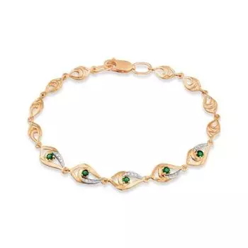 Браслет с изумрудами и бриллиантами Линии Любви