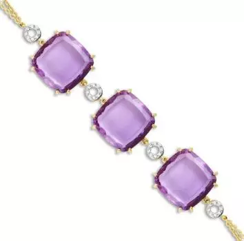 Браслет с кварцем и фианитами Линии Любви