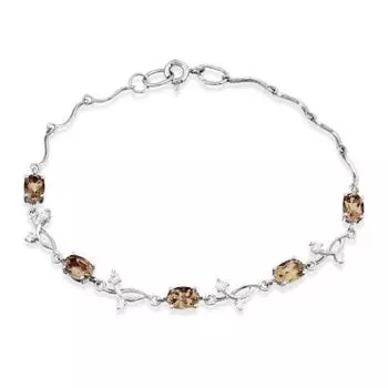 Браслет с раухтопазами и фианитами Линии Любви