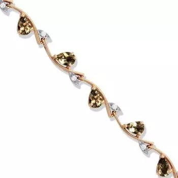 Браслет с раухтопазами и фианитами Линии Любви