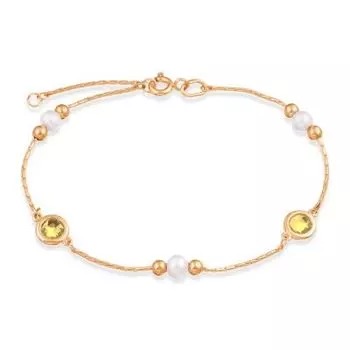 Браслет с жемчугом и цитринами Линии Любви