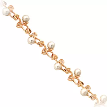 Браслет с жемчугом и фианитами Линии Любви