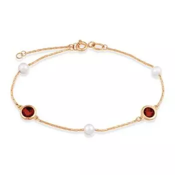 Браслет с жемчугом и гранатами Линии Любви