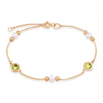 Браслет с жемчугом и хризолитами Линии Любви
