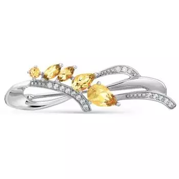 Брошь с цитринами и фианитами Линии Любви