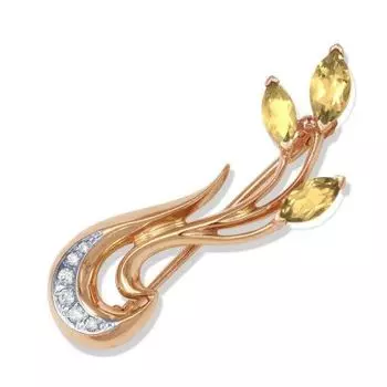 Брошь с цитринами и фианитами Линии Любви