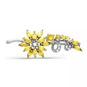 Брошь с цитринами и фианитами Линии Любви