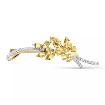 Брошь с цитринами и фианитами Линии Любви