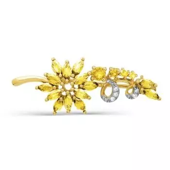 Брошь с цитринами и фианитами Линии Любви