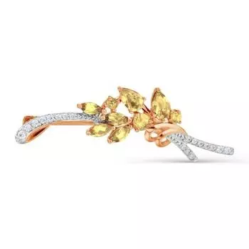 Брошь с цитринами и фианитами Линии Любви