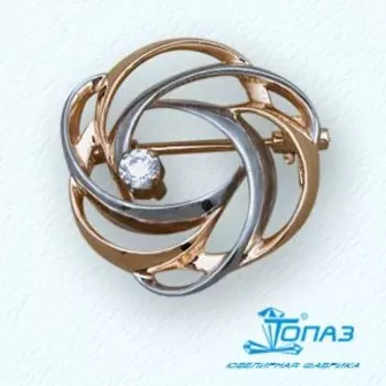 Брошь с фианитом Линии Любви