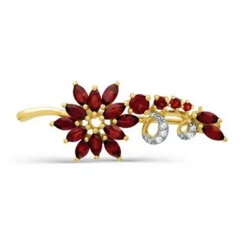 Брошь с гранатами и фианитами Линии Любви