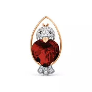 Брошь с гранатом и фианитами Линии Любви