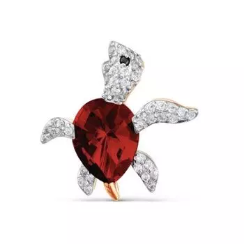 Брошь с гранатом и фианитами Линии Любви