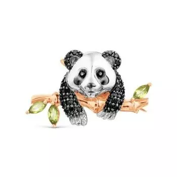 Брошь с хризолитами и фианитами Линии Любви