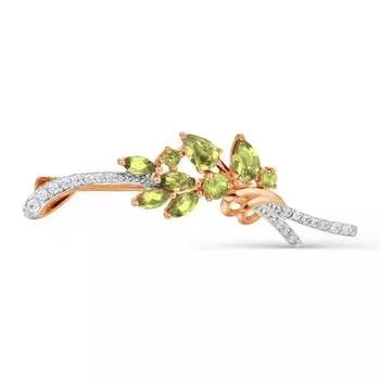 Брошь с хризолитами и фианитами Линии Любви