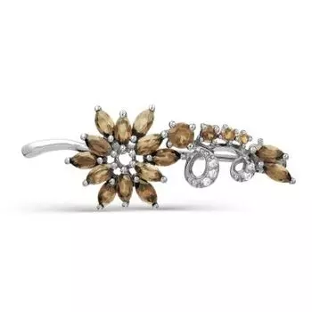 Брошь с раухтопазами и фианитами Линии Любви