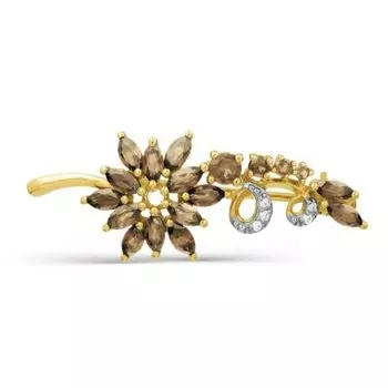 Брошь с раухтопазами и фианитами Линии Любви