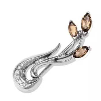 Брошь с раухтопазами, топазами и фианитом Линии Любви