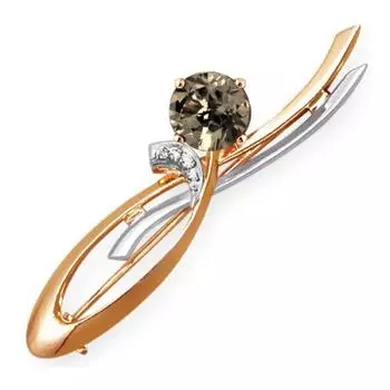 Брошь с раухтопазом и фианитами Линии Любви