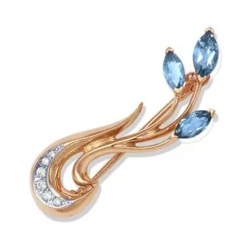 Брошь с топазами и фианитами Линии Любви
