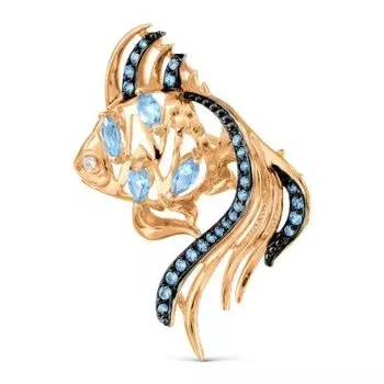 Брошь с топазами и фианитами Линии Любви