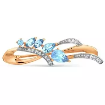 Брошь с топазами и фианитами Линии Любви