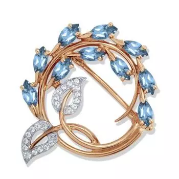 Брошь с топазами и фианитами Линии Любви