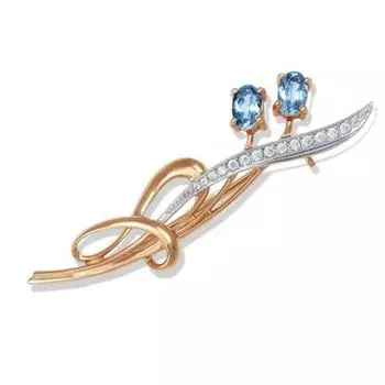 Брошь с топазами и фианитами Линии Любви