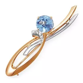 Брошь с топазом и фианитами Линии Любви