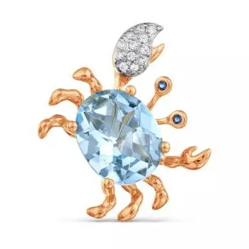 Брошь с топазом и фианитами Линии Любви