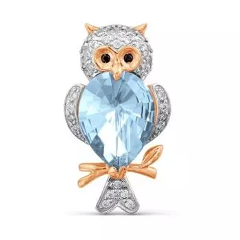 Брошь с топазом и фианитами Линии Любви