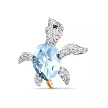 Брошь с топазом и фианитами Линии Любви