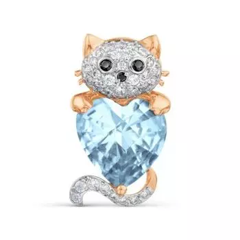 Брошь с топазом и фианитами Линии Любви