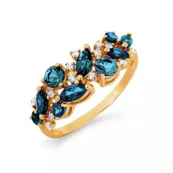 Кольцо с топазами и фианитами Линии Любви