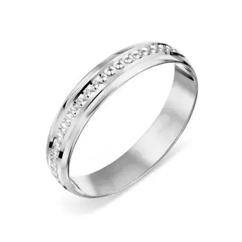 Кольцо обручальное из белого золота Линии Любви