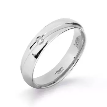 Кольцо обручальное с бриллиантом Линии Любви