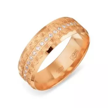 Кольцо обручальное с фианитами Линии Любви