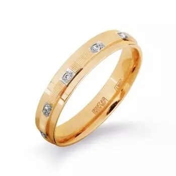 Кольцо обручальное с фианитами Линии Любви