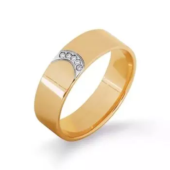 Кольцо обручальное с фианитами Линии Любви