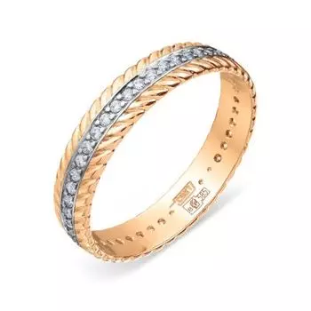 Кольцо обручальное с фианитами Линии Любви