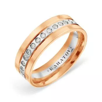 Кольцо обручальное с фианитами Линии Любви