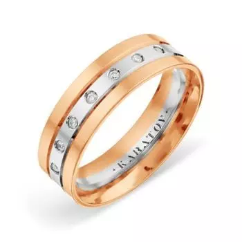 Кольцо обручальное с фианитами Линии Любви