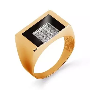 Кольцо с эмалью и фианитами Линии Любви